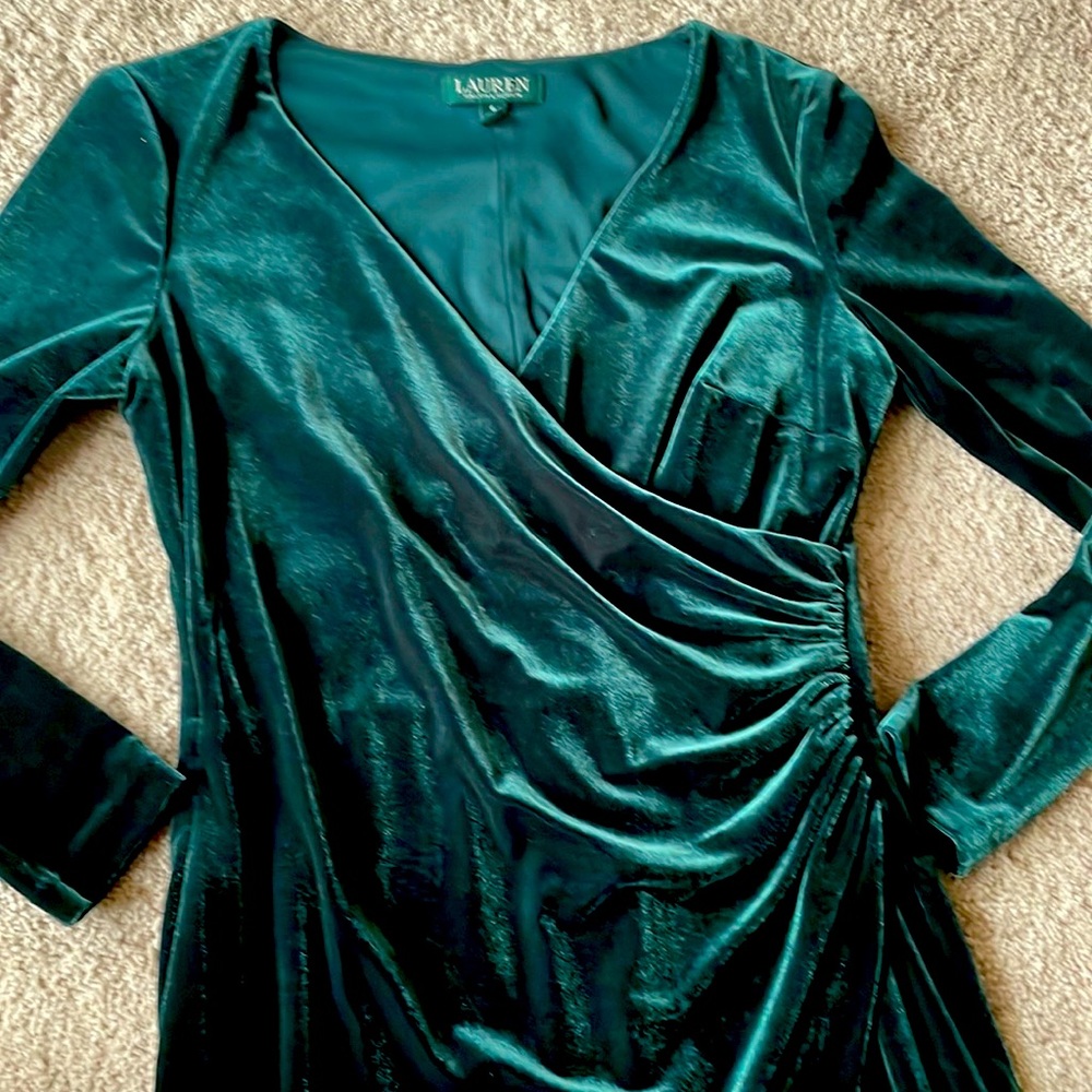 Women’s Ralph Lauren Emerald Green Velvet Dress